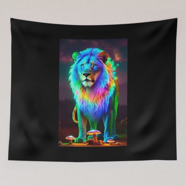 Item preview, Bioluminescent Lion x Mushroom Fantasy Art Aesthetic designed and sold by AI-INK.