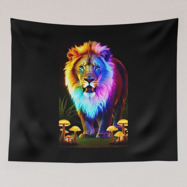 Item preview, Bioluminescent Lion x Mushroom Fantasy Art Aesthetic designed and sold by AI-INK.