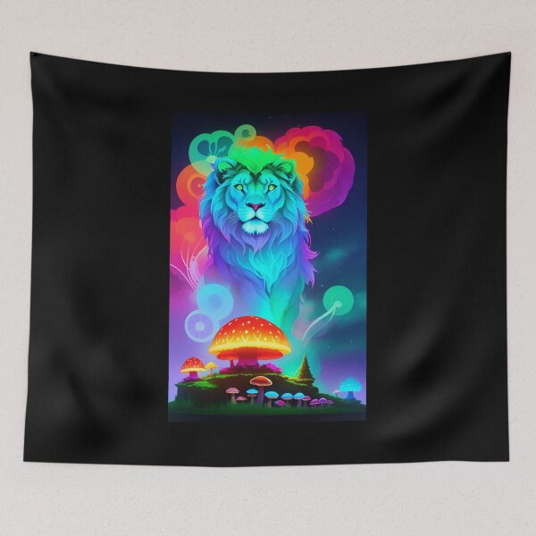 Item preview, Bioluminescent Lion x Mushroom Fantasy Art Aesthetic designed and sold by AI-INK.