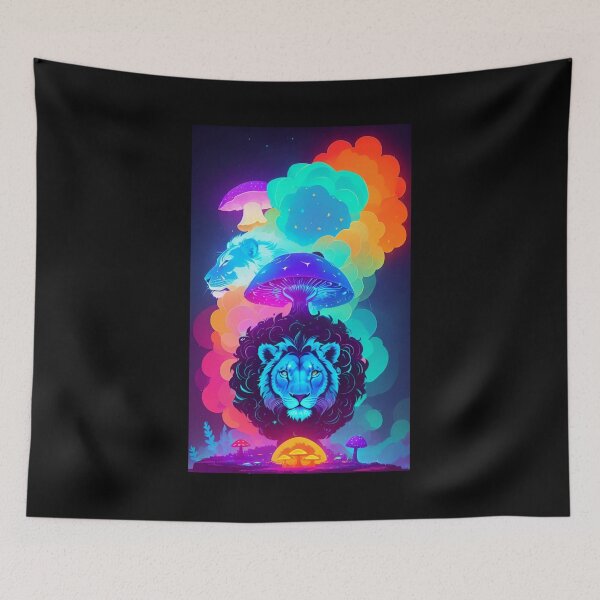 Item preview, Bioluminescent Lion x Mushroom Fantasy Art Aesthetic designed and sold by AI-INK.