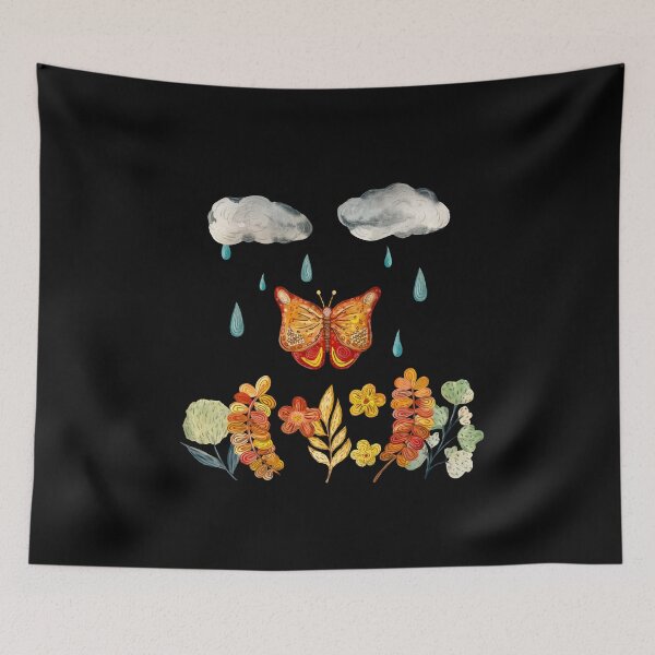 Item preview, Butterfly flower cloud drop texture design sketch black designed and sold by Yana Mustafina | Boho Soulful Designs.