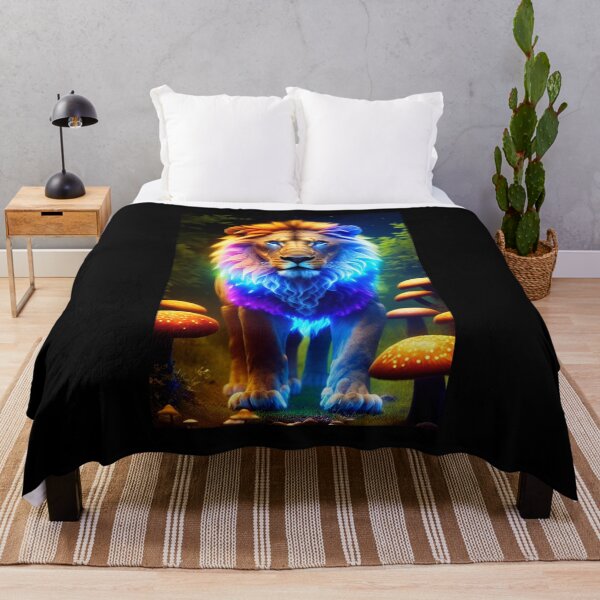 Item preview, Estética de arte de fantasía bioluminiscente de león x hongo designed and sold by AI-INK.