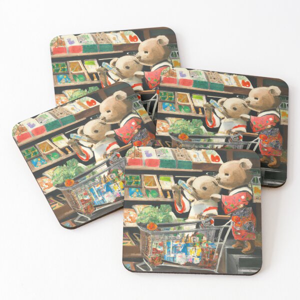 Item preview, Teddy bears shopping for groceries, Ukiyo-e designed and sold by Berry Pink.