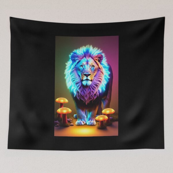 Item preview, Bioluminescent Lion x Mushroom Fantasy Art Aesthetic designed and sold by AI-INK.