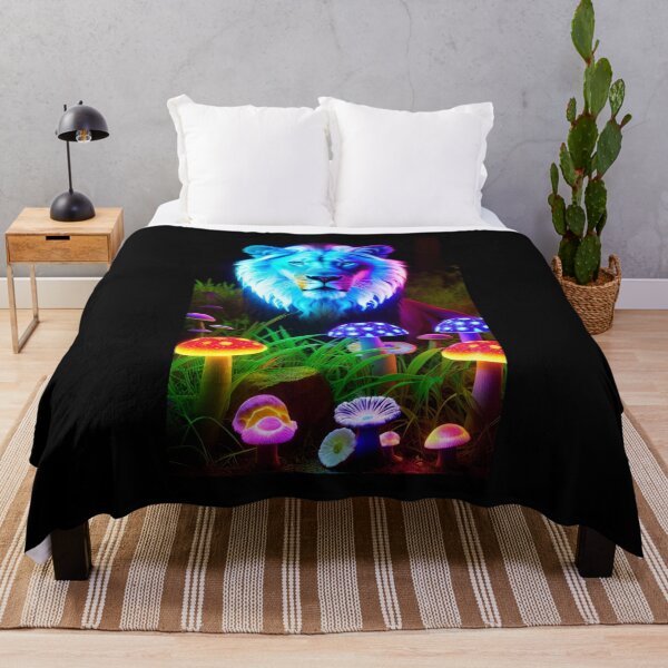 Item preview, Bioluminescent Lion x Mushroom Fantasy Art Aesthetic designed and sold by AI-INK.