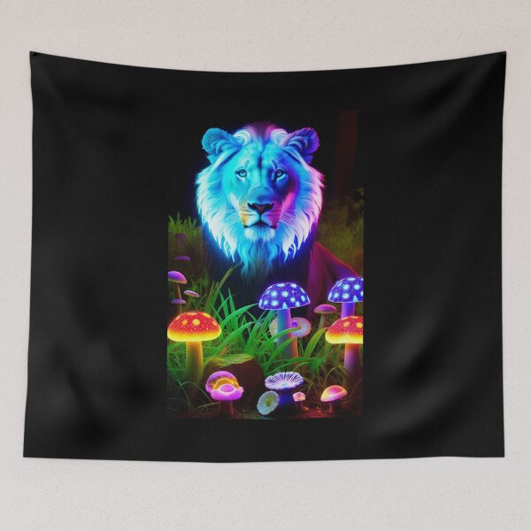 Item preview, Bioluminescent Lion x Mushroom Fantasy Art Aesthetic designed and sold by AI-INK.