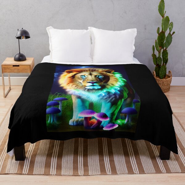 Item preview, Bioluminescent Lion x Mushroom Fantasy Art Aesthetic designed and sold by AI-INK.