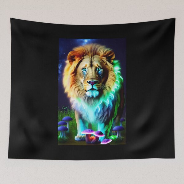 Item preview, Bioluminescent Lion x Mushroom Fantasy Art Aesthetic designed and sold by AI-INK.