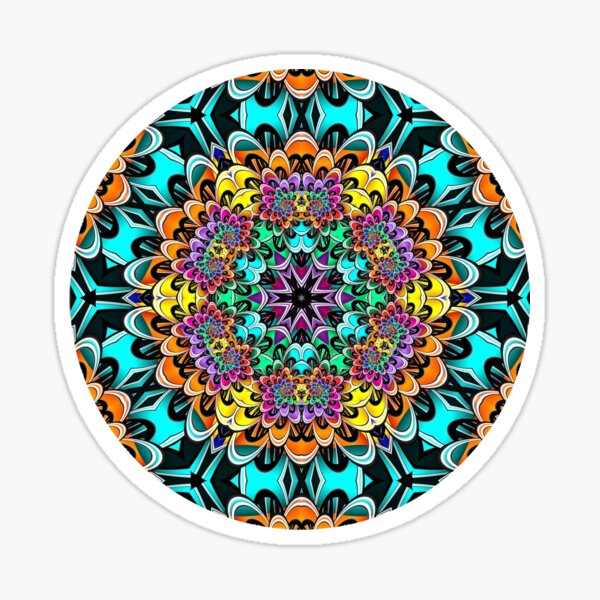 Rainbow Dahlia 2 Mandala Sticker
