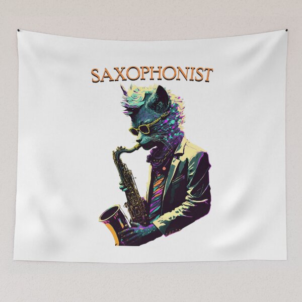 Item preview, Saxophone Cat | Pop Art | Jazz Saxophonist designed and sold by mtperspective.