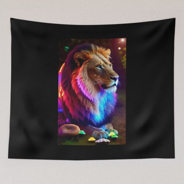 Item preview, Bioluminescent Lion x Mushroom Fantasy Art Aesthetic designed and sold by AI-INK.