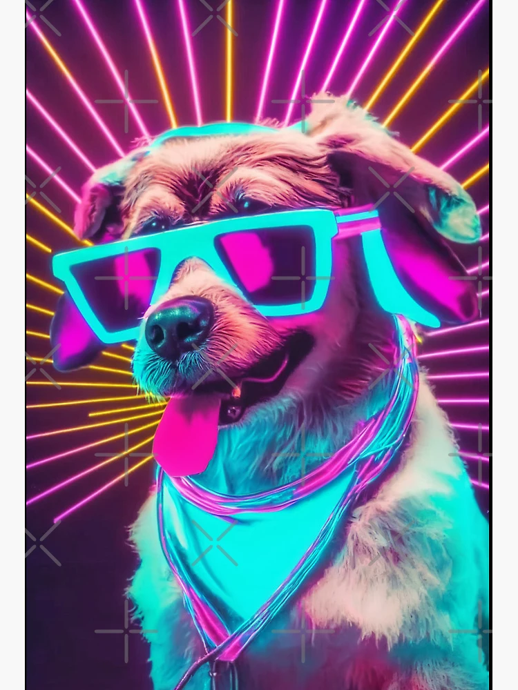 Pug Dog with Sunglasses Vaporwave Synthwave Retrowave Style | Art Board  Print