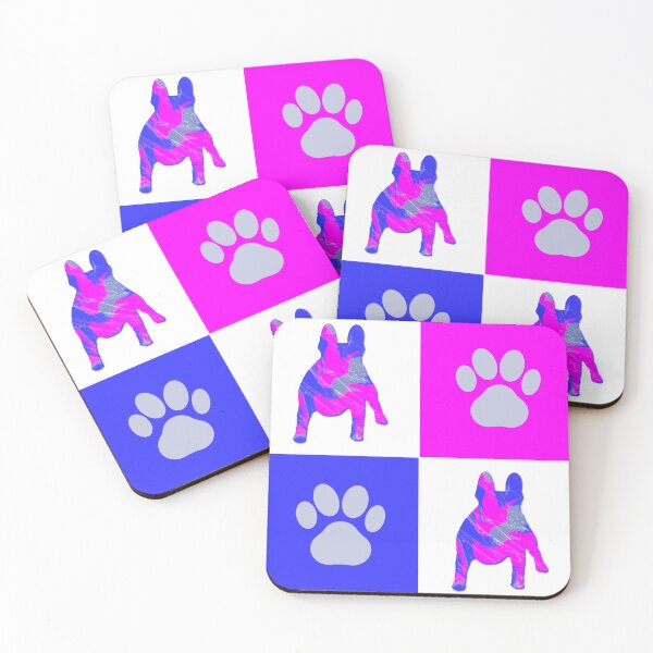 Item preview, French Bulldog Dog & Paw Print Crazy Hot Pink & Blue Swirls designed and sold by AMSonArt.