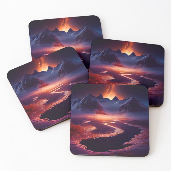 Item preview, Fantasy Landscape Art, Galaxy Over Ice Volcano designed and sold by Fantasy Masterpiece.