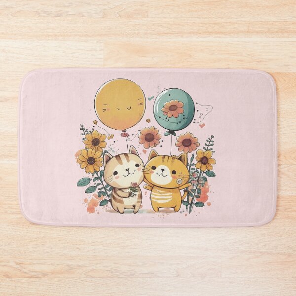 Item preview, Cats cute cartoon with balloon and flower designed and sold by Lobory.