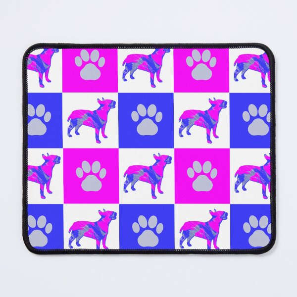 Item preview, English Bull Terrier Dog & Paw Print Crazy Hot Pink & Blue Swirls designed and sold by AMSonArt.