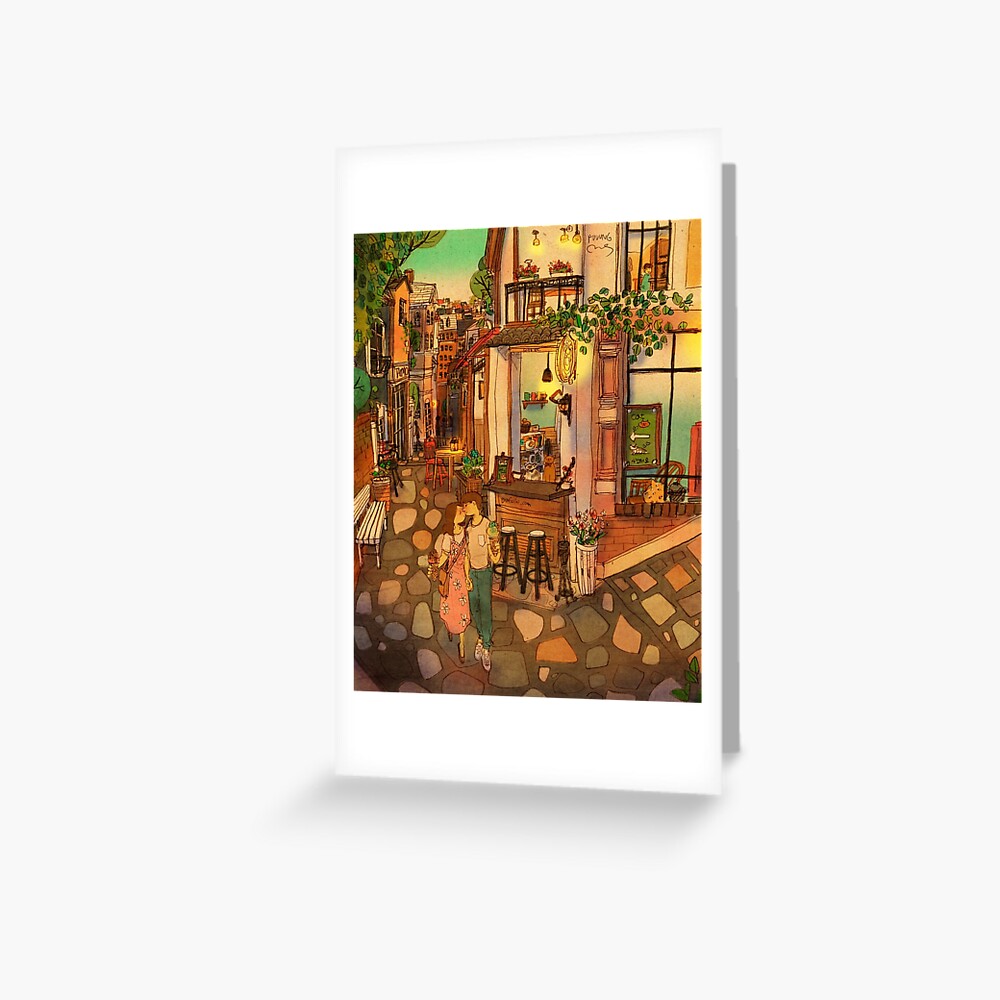 Alley of cafés Greeting Card