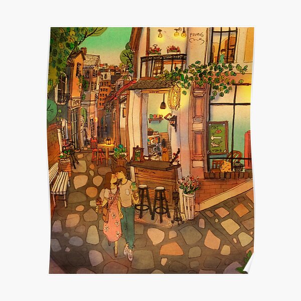 Alley of cafés Poster