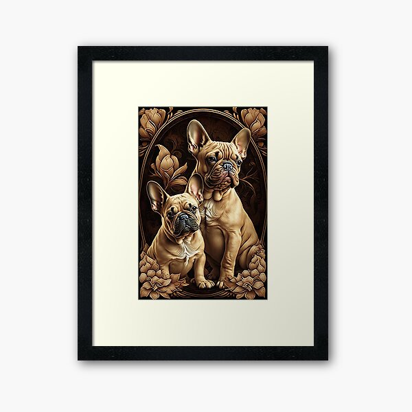 Item preview, Mother and Puppy French Bulldogs designed and sold by ArtNouveauChic.