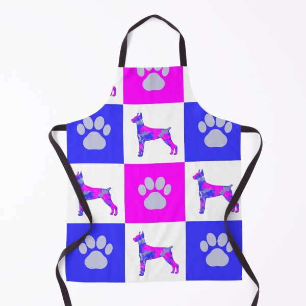 Item preview, Doberman Pinscher Dog & Paw Print Crazy Hot Pink & Blue Swirls designed and sold by AMSonArt.