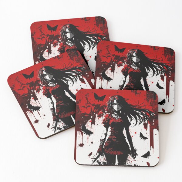 Item preview, Anime Goth Girl On Red Background designed and sold by Nightarcade.
