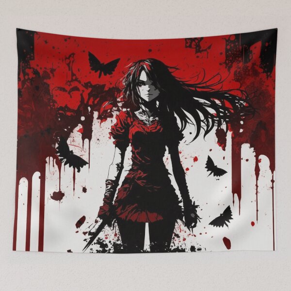 Item preview, Anime Goth Girl On Red Background designed and sold by Nightarcade.