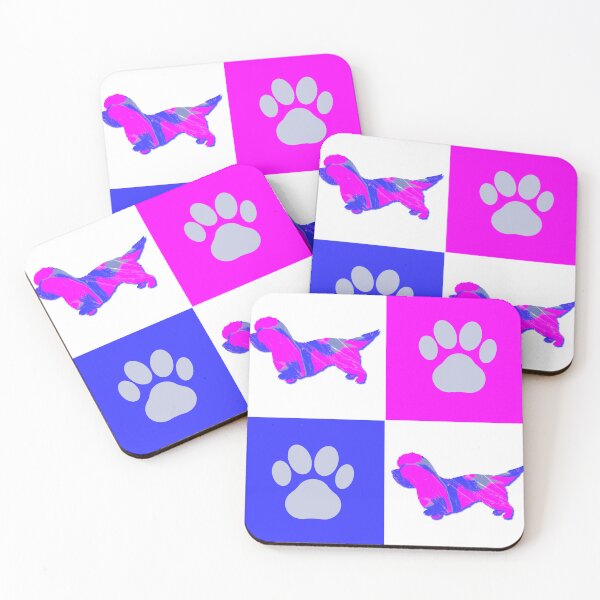 Item preview, Dandie Dinmont Terrier Dog & Paw Print Crazy Hot Pink & Blue Swirls designed and sold by AMSonArt.
