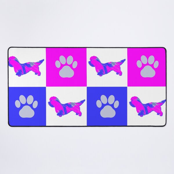 Item preview, Dandie Dinmont Terrier Dog & Paw Print Crazy Hot Pink & Blue Swirls designed and sold by AMSonArt.