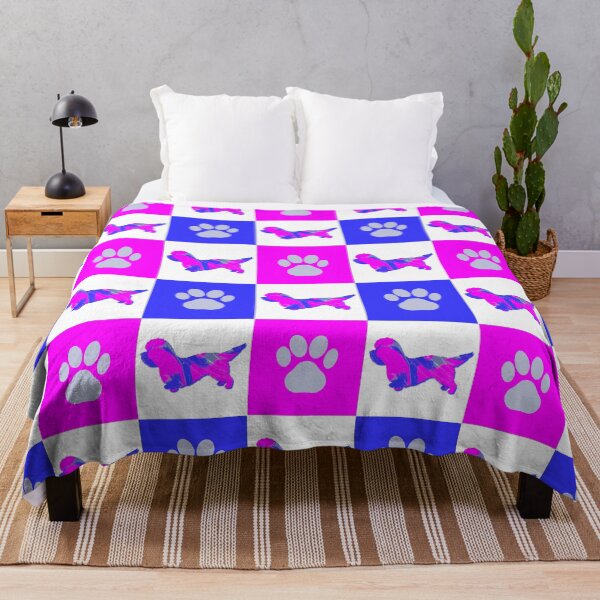 Item preview, Dandie Dinmont Terrier Dog & Paw Print Crazy Hot Pink & Blue Swirls designed and sold by AMSonArt.