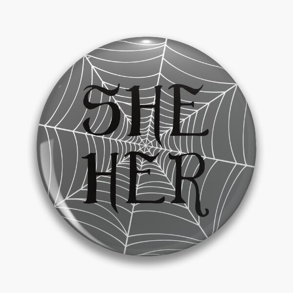 Item preview, Spider Web She Her Pronouns Grey designed and sold by MoonMint.