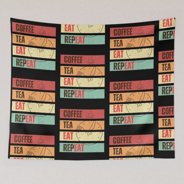 Item preview, Coffee Tea Eat Repeat Retro designed and sold by ZingAndPep.