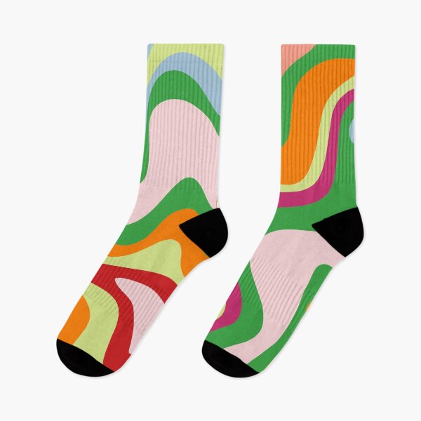Item preview, Retro Liquid Swirl Colorful Abstract Pattern in Spring Green Orange Pink designed and sold by kierkegaard.