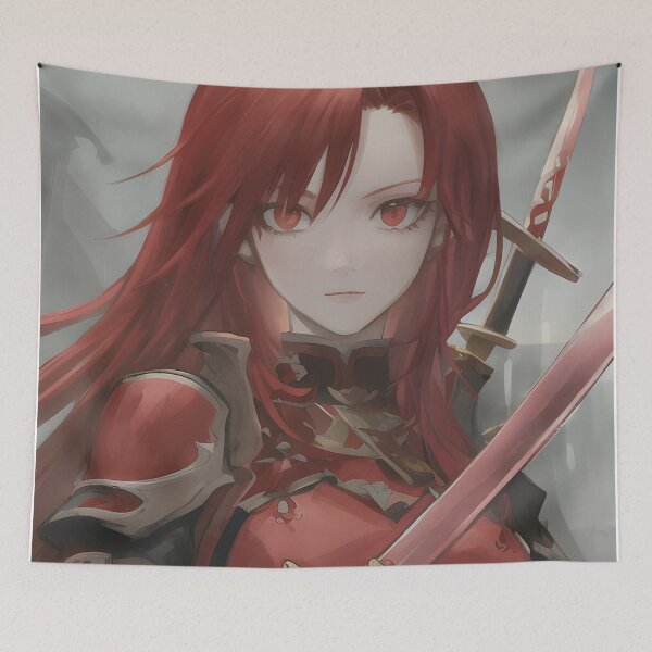 Item preview, Anime Red Hair Red Eyes Girl With A Sword Portrait  designed and sold by VersoShopping.