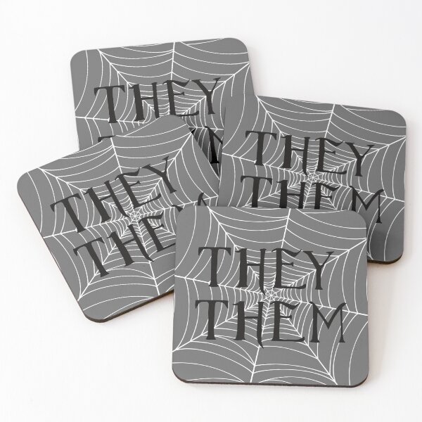 Item preview, Spider Web They /Them Pronouns Grey designed and sold by MoonMint.