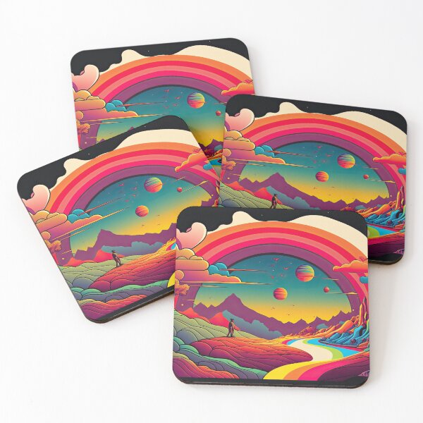 Item preview, Diseño trippy con montañas, pájaros, árboles por IA generativa designed and sold by aicanfeel.
