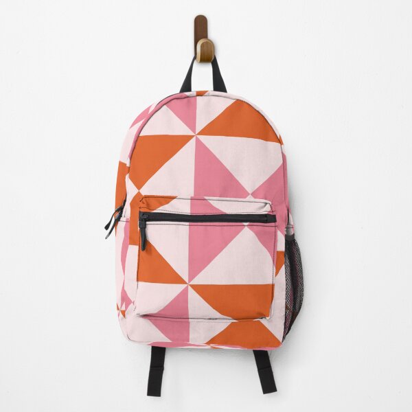 Item preview, Minimalist Mid Century Modern Triangles Pattern in pink and orange designed and sold by Yasminepatterns .