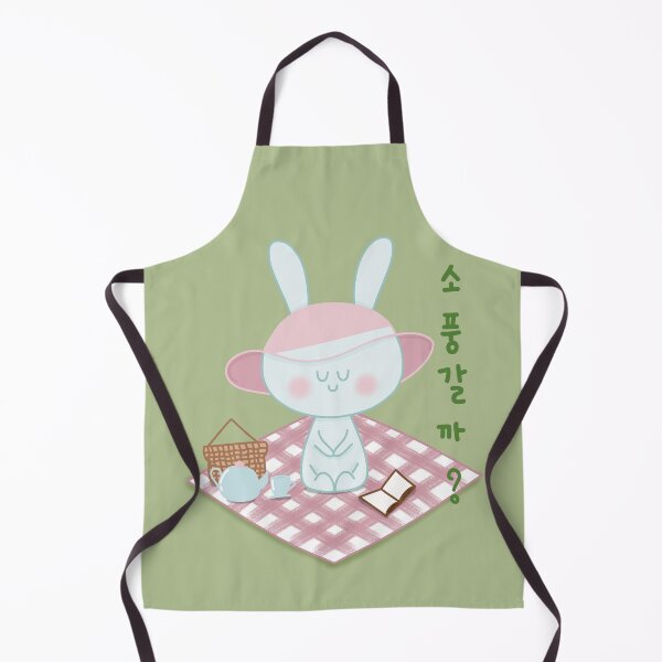 Item preview, A cute bunny on a picnic asks, "Shall we go on a picnic"? in Korean designed and sold by Kimchi-style-.