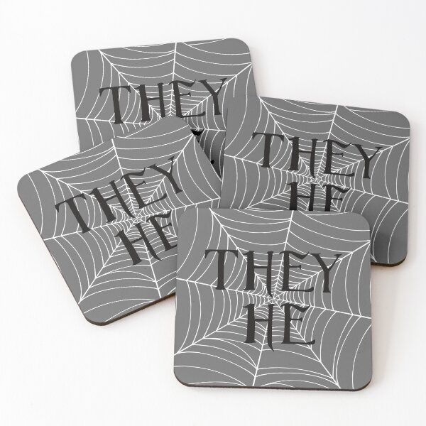 Item preview, Spiders Web They He Pronouns Grey designed and sold by MoonMint.