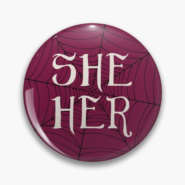 Item preview, Spider Web She Her Pronouns Red designed and sold by MoonMint.
