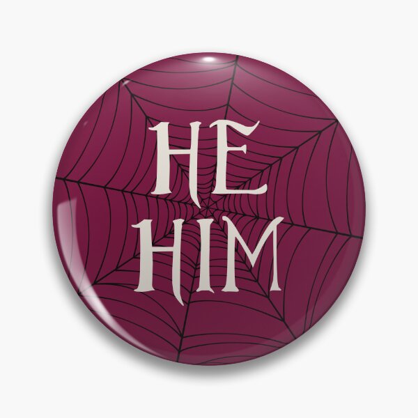 Item preview, Spider Web He Him Pronouns Red designed and sold by MoonMint.