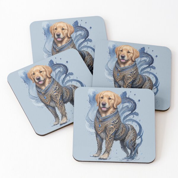 Item preview, The Majestic Golden Warrior: Retriever in Elven Denim Battle Suit designed and sold by Pawsitive Palette.