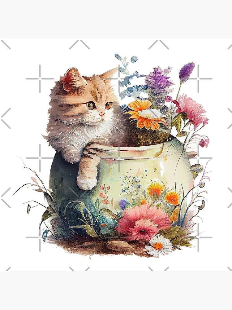 Cute and lovely cats make us feel protective instincts. watercolor