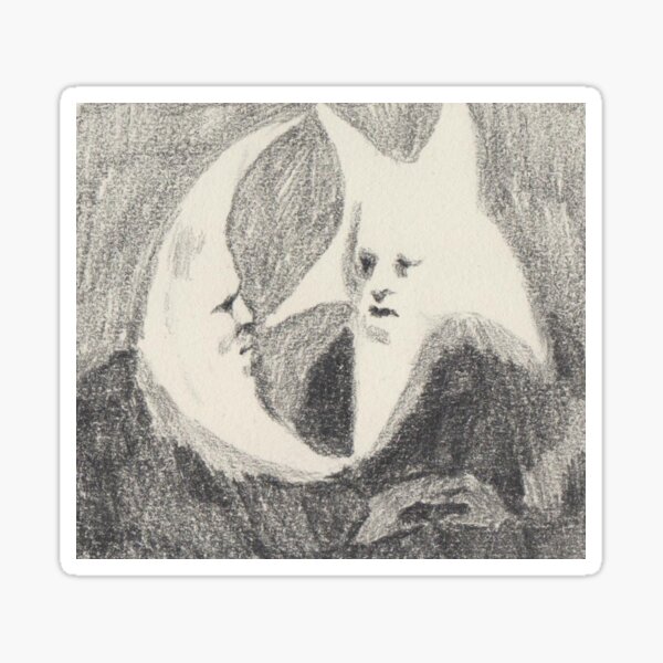 Item preview, Moon and Star Portrait Illustration in Black and White designed and sold by fishboii.