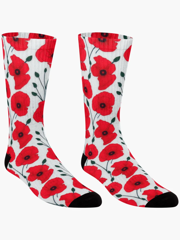 Thumbnail 3 of 5, Socks, poppies designed and sold by Tim-Ries.