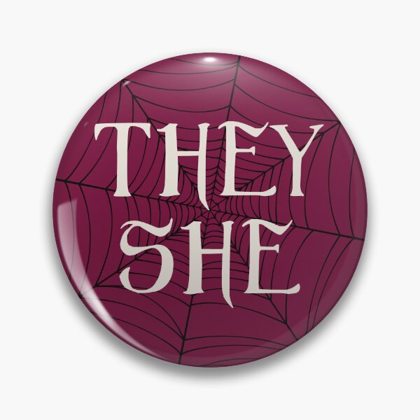 Item preview, Spider Web They She Pronouns Red designed and sold by MoonMint.