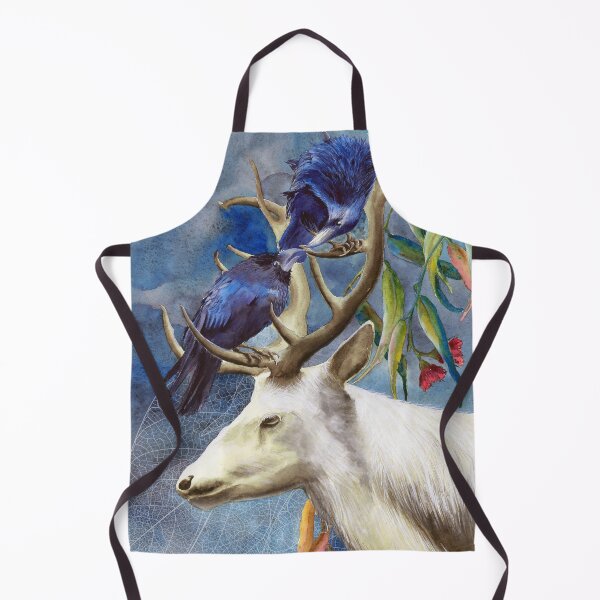 Item preview, Watercolor deer with two black ravens designed and sold by MaryWatercolor.