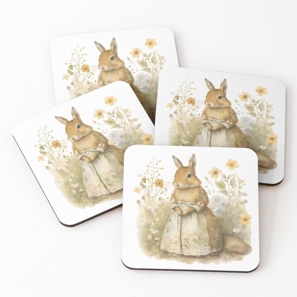 Item preview, Lady Rabbit in apron in garden designed and sold by dzineNJ.