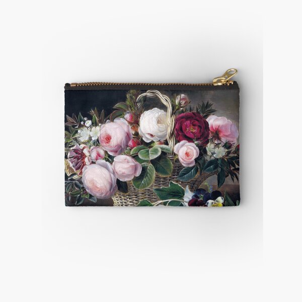 Item preview, Roses, myrtles and honeysuckles in a basket with forget-me-nots and field pansies |  Johan Laurentz Jensen designed and sold by LaMadeleine.