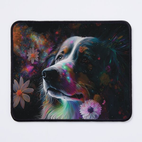Item preview, Australian Shepherd stardust floral portrait designed and sold by HookedOnDogz.