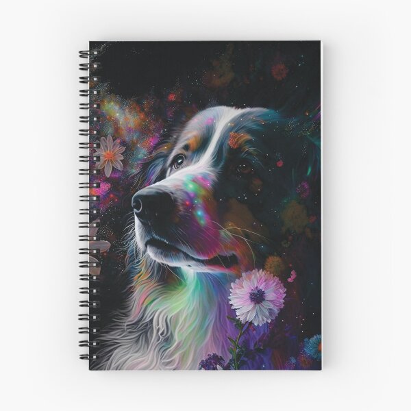 Item preview, Australian Shepherd stardust floral portrait designed and sold by HookedOnDogz.